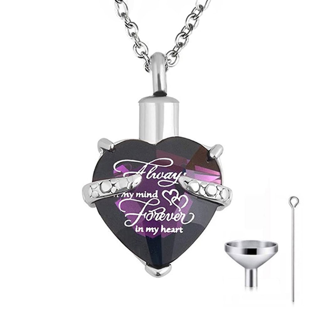 Cremation Urn Necklace Engraved Forever in My Heart Dad Stainless Steel Waterproof Memorial Pendant