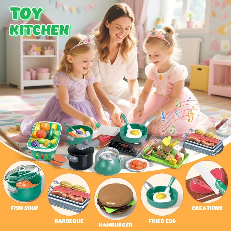 JoyStone 99-Piece Kids Kitchen Playset with BBQ & Cutting Food photo 4