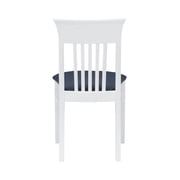 Linon Walcott Set of 2 Slat Back Dining Chairs Faux Leather Seats in White Wood