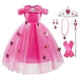 thumbnail image 1 of Girls Princess Dress with Butterflies 5 Layers Fancy Dress Up Costume, 1 of 3