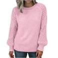thumbnail image 2 of NTACZA Pink Women Sweaters Thick Pullover Crewneck Sweater Cozy Long Sleeve Solid Knit Tops Women Jumper 4X, 2 of 6