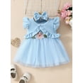 thumbnail image 4 of Elippeo Baby Girls 3Pcs Spring Outfits 3 6 9 12 18 24 Months 3 Years Sleeveless Tulle Dress with Button Up Coat Headband Set Infant Clothes, 4 of 10