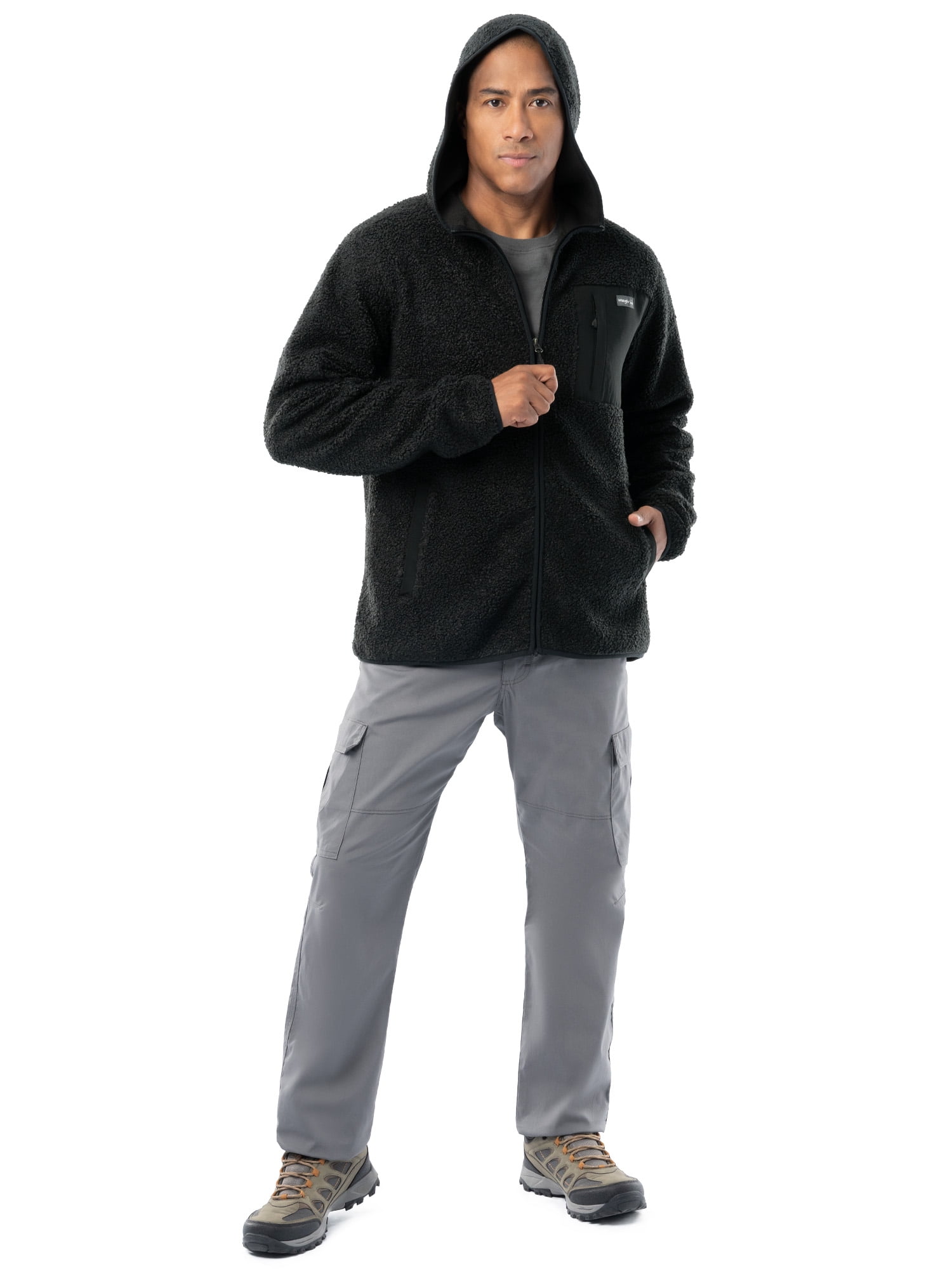 Wrangler Outdoor Men's & Big Men's Full Zip Burly Utility Backpacking Sweater Hoodie, Size S-2XL
