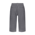 thumbnail image 3 of Womens Capris Pants High Waist Drawstring Comfy Casual Pants Lightweight Trousers Buttons with Pockets | Knee Length, Lightweight, Breathable, Business, Casual, Beach, 3 of 4