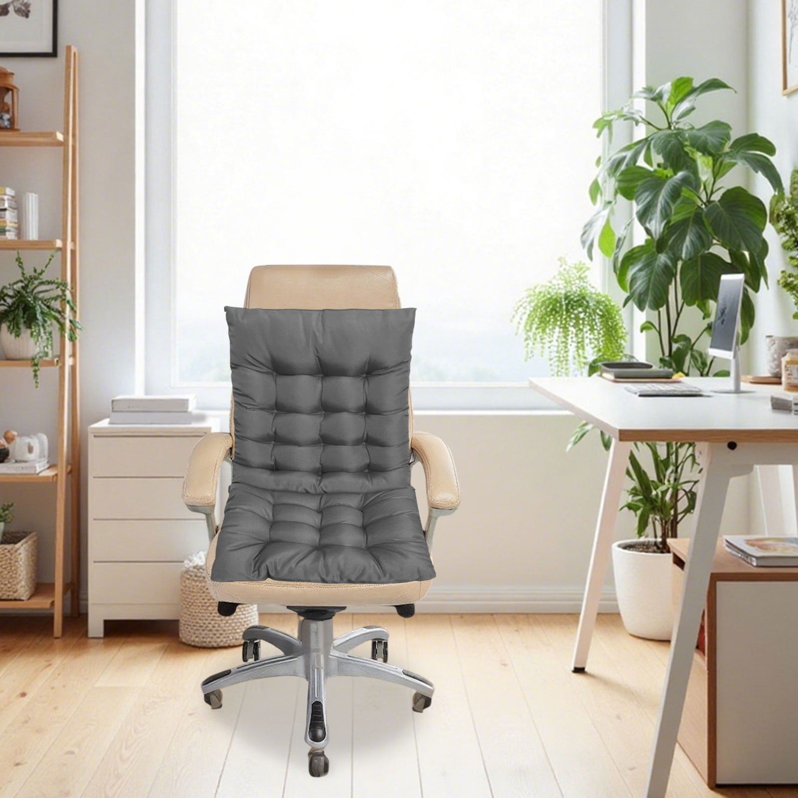 EazyTech High Back Seat Cushion for Indoor Outdoor, One-Piece Rocking Chair Cushions Lounger Chair Pad for Garden Patio Office Dorm Chair Gray