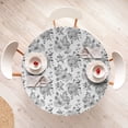 thumbnail image 4 of Ambesonne Floral Fitted Round Tablecloth, Achromatic Colors of Flowers, 45"- 56" Diameter, White Grey, 4 of 5