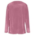 thumbnail image 5 of SwiftWear Women's Casual Velvet Blouse with Bow Tie, Long Sleeve Crew Neck Tunic​ Tops Soft Stretchy Shirt Asymmetrical Side Slit Everyday Wear​ Pink, 5 of 6