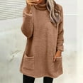 thumbnail image 4 of Fuzzy Sweatshirts for Women Fall Winter Long Sleeve Neck Plush Soft Warm Sweatshirt with Pockets Pullover Tops, 4 of 6