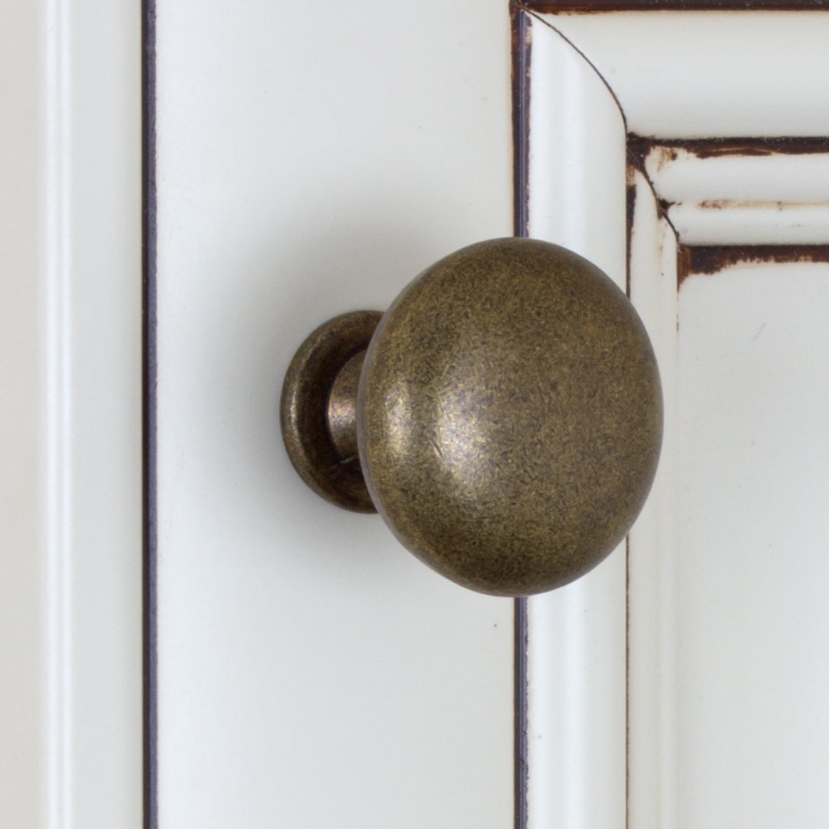 GlideRite 1.125 in. Solid Classic Round Cabinet Knobs, Antique Brass, Pack of 10