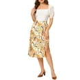 thumbnail image 3 of INSPIRE CHIC Women's High Waisted Split Hem A-Line Floral Skirts, 3 of 6