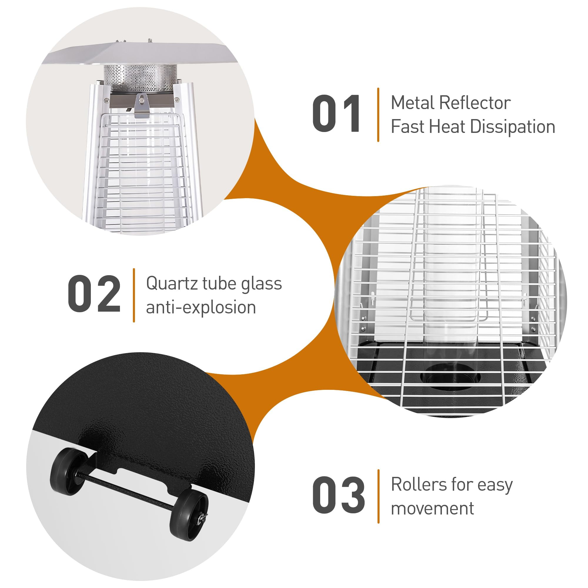 Seizeen 48,000BTU Pyramid Patio Heater, Quartz Glass Tube Propane Heater for Outdoor Use, Portable Heater on Wheels w/Protective Cover for Outdoor Porch Yard, Black