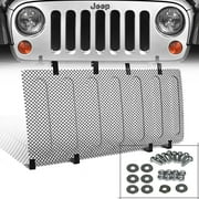 Spec-D Tuning For 2007-2016 Jeep Wrangler Jk Front Hood Grille Steel Mesh Guard Rugged Radiator Armor 2007 2008 2009 2010 2011 2012 2013 2014 2015 2016