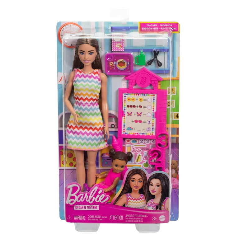 Barbie Teacher Doll with Brunette Fashion Doll, 1 Toddler