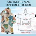 thumbnail image 4 of Oversized Wearable Blanket Hoodie,Beige Pioneer Flower and Leaf Pattern Sherpa Blanket Hoodie with Super Pockets,Super Warm Fuzzy Pullover for Women & Men, 4 of 6