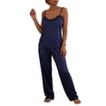 thumbnail image 2 of VONCOS Womens Soft Breathable Modal Pajama Set 2 Piece with Lace Trim Lightweight Lounge Sleepwear Casual Nightwear Dark Blue,Size M, 2 of 5