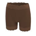 thumbnail image 2 of Women Non Rolling High Waist Seamless Boyshort Nylon Soft Double Lace Trim Casual Under Skirt Layering Safety Shorts Brown L, 2 of 4