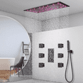 thumbnail image 2 of Thermostatic Shower Faucet Set 16x32in LED Rain Shower Head Massage System Black, 2 of 25