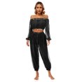 thumbnail image 6 of Linjinx Women Belly Dance Outfits Sequin Long Sleeve Off Shoulder with Pants Set Carnival Black One Size, 6 of 6