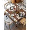 thumbnail image 6 of Southwest Table Cloth, Western Brown Yellow Geometric Abstract Art Wooden Waterproof Tablecloth for Square Tables, Reusable Washable Fabric Table Cover for Restaurant Kitchen Dining Tables 54"x54", 6 of 6