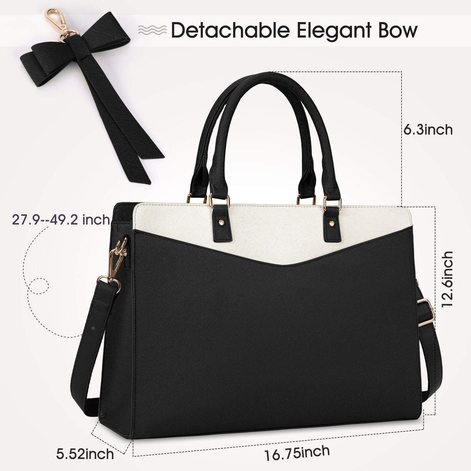 RAINSMORE Laptop Bag for Women 15.6 Inch PU Tote Bag Lightweight Business Office Handbag Work Bag Waterproof Shoulder Briefcase