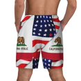 thumbnail image 2 of Mens America Flag And California Flag Swimming Trunks with Compression Liner Beach Quick Dry Swim Shorts, 2 of 6