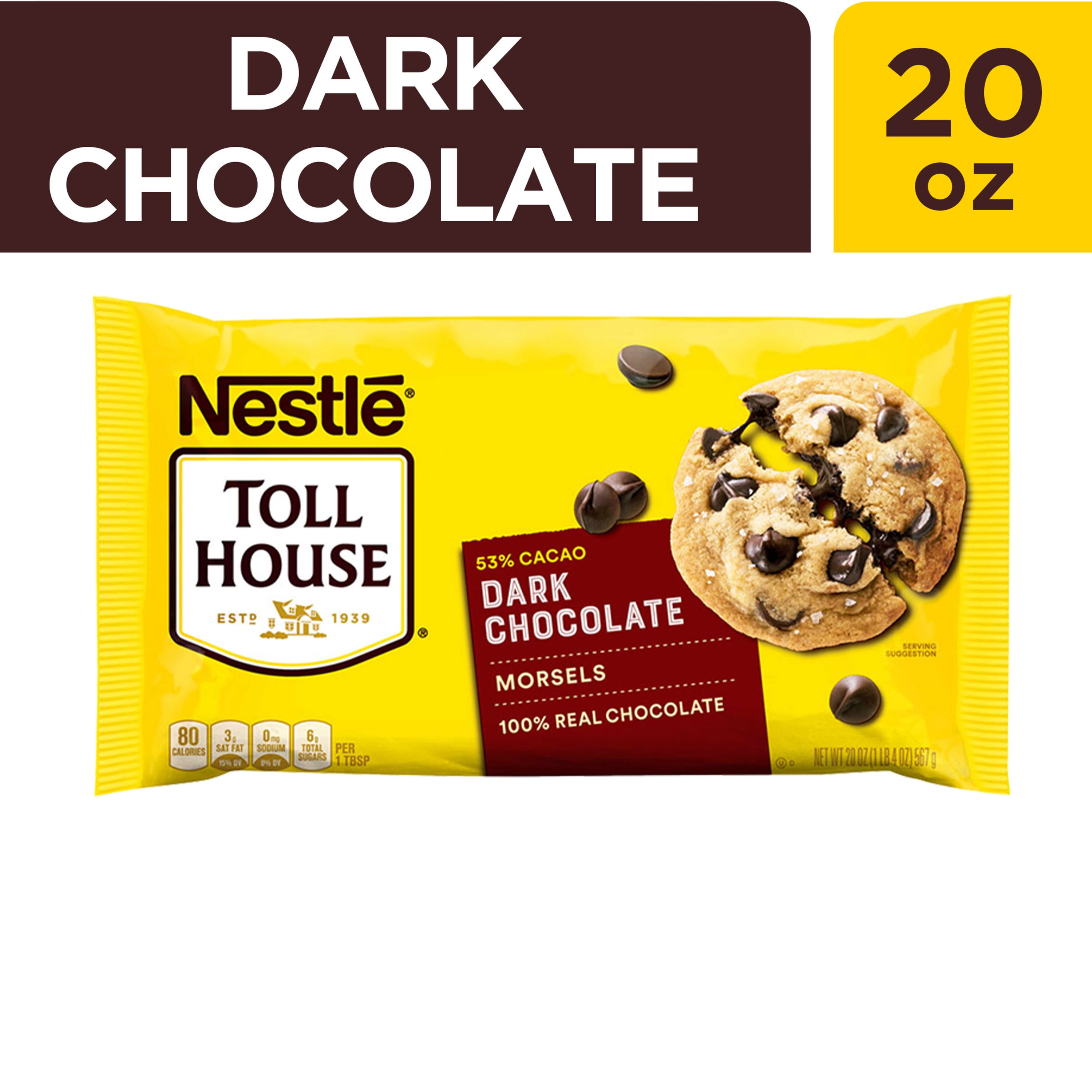 Nestle Toll House Dark Chocolate Baking Chips, 20 oz Bag