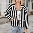 thumbnail image 3 of Jackets for Women Winter Coat Jackets Flannel Stand Collar Jacket(Black And White Vertical,Size:S-4XL), 3 of 7