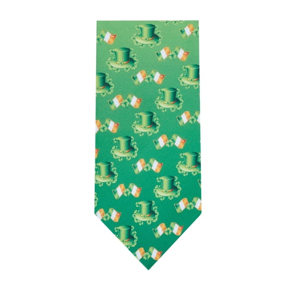 Jacob Alexander Men's Happy Saint Patrick's Day Leprechaun Hat Ireland Flag Diagonal Regular Length Neck Tie - Green