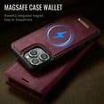 thumbnail image 2 of ELEHOLD Magnetic Detachable Wallet Case for iPhone 11, Shockproof Faux Leather Stand RFID Card Slots Detachable Mag-Safe Magnetic Case Cover,Removable Back Shell,Red, 2 of 12