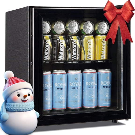 TACOOL 50Cans Mini Beverage Refrigerator Cooler, Mini Fridge with Glass Door 7 Temperature Setting for Home/Bar/Office