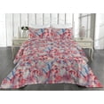 thumbnail image 2 of Ambesonne Nature Quilted Bedspread Set 3 Pcs, Tropical Flowers Grungy Art, King, Dark Coral and Ceil Blue, 2 of 4
