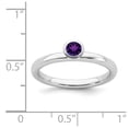 thumbnail image 5 of 925 Sterling Silver Stackable Expressions High 4mm Round Amethyst Ring Size: 9; for Adults and Teens; for Women and Men, 5 of 5