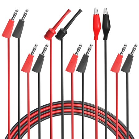 ELECTCHN Multimeter Test Leads Set Banana Plug Leads Kit Stackable Banana to Alligator Clips, Banana to Banana Plugs, Banana to Test Hook Clips Copper Electrical Wires