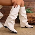 thumbnail image 6 of RotHome Women Tall Boots Knee High Wide Calf Chunky Heel Pointed Toe Fold Over Boots Fashionable Pull On Heel Boots for Women Trendy Fall Winter, 6 of 9