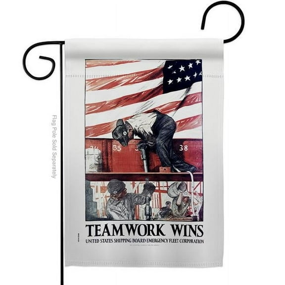 US Brotherhood G183030-BO 13 x 18.5 in. Teamwork Wins Garden Flag with Armed Forces Navy Double-Sided Decorative Vertical Flags House Decoration Banner Yard Gift