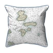 Betsy Drake Interiors Isle of Shoals, NH Nautical Map Small Corded Indoor/Outdoor Pillow 12x12