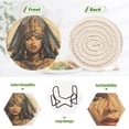 thumbnail image 4 of The Queen Of Egypt Front 6 Pcs Drink Coasters with Holder Absorbent Coasters Woven Coasters for Drinks Table Desk Protection Home Decor, 4 of 7