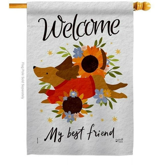 Angeleno Heritage H130402-BO 28 x 40 in. Welcome Best Friend Animals Dog House Flag with Double-Sided Decorative Vertical Flags