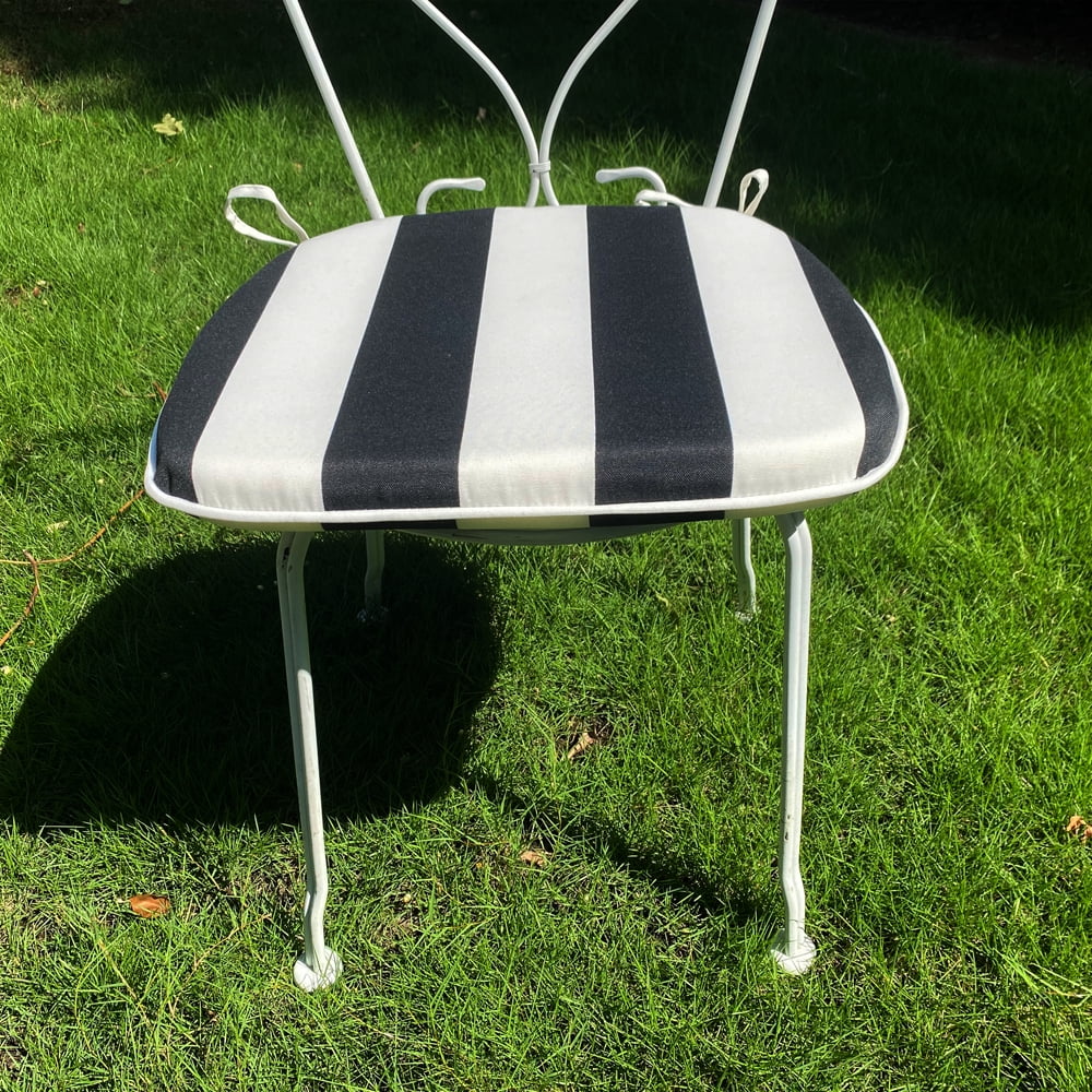 Outdoor Patio Chair Cushions Set of 4, Water-Repellent U-Shape Thick Foam Seat Cushions with Ties, 17"x16"x2" All-Weather Cushions for Garden Patio & Dining Chairs, Black White Striped