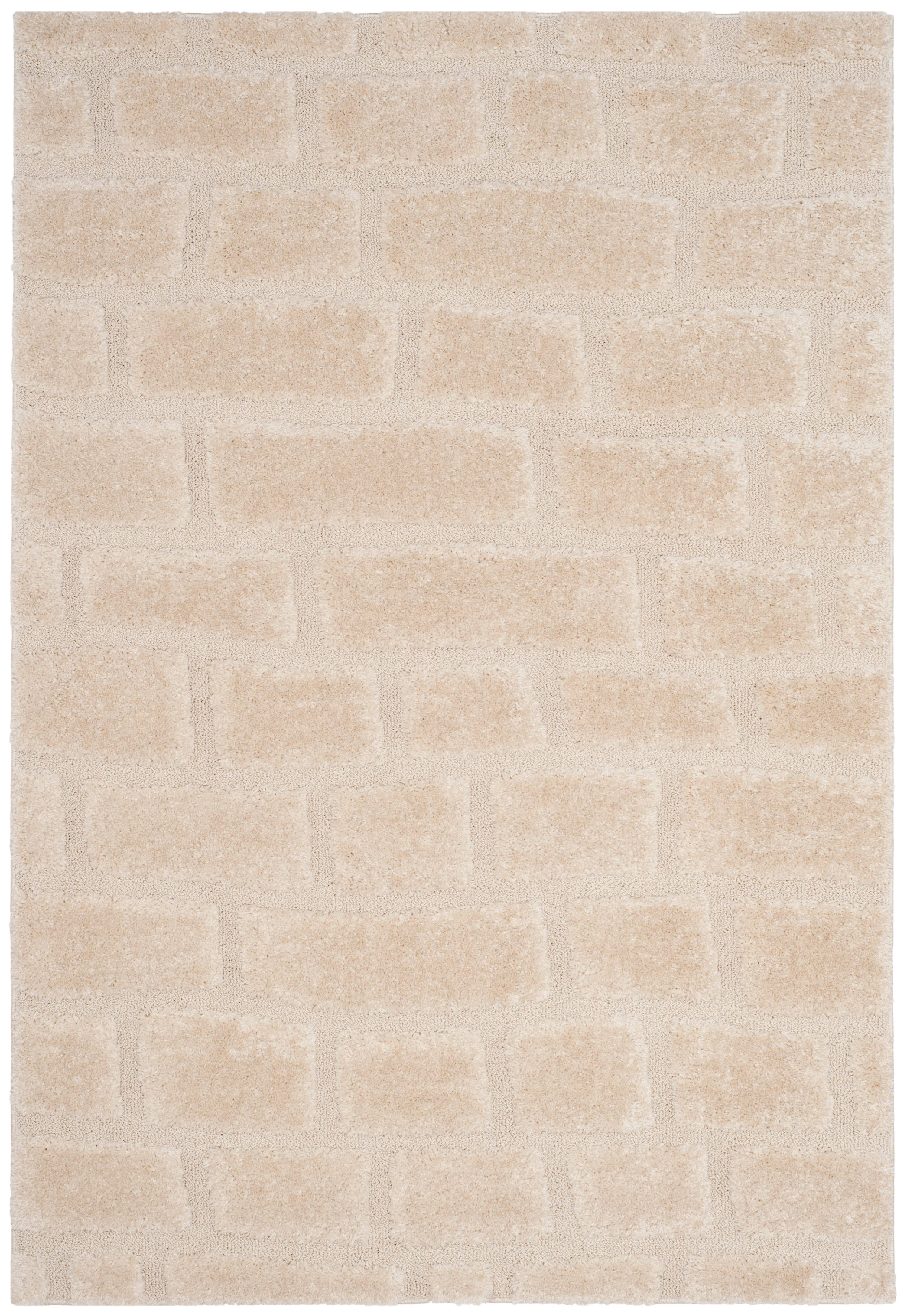 SAFAVIEH Memphis Alden Brick Layout Shag Area Rug, Cream/Beige, 5'1" x 7'6"