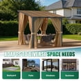 thumbnail image 5 of LazySunsets 8x10 FT Wall-Mounted Aluminum Gazebo Polycarbonate Roof with Full Mosquito Netting & Privacy Curtains, 5 of 8