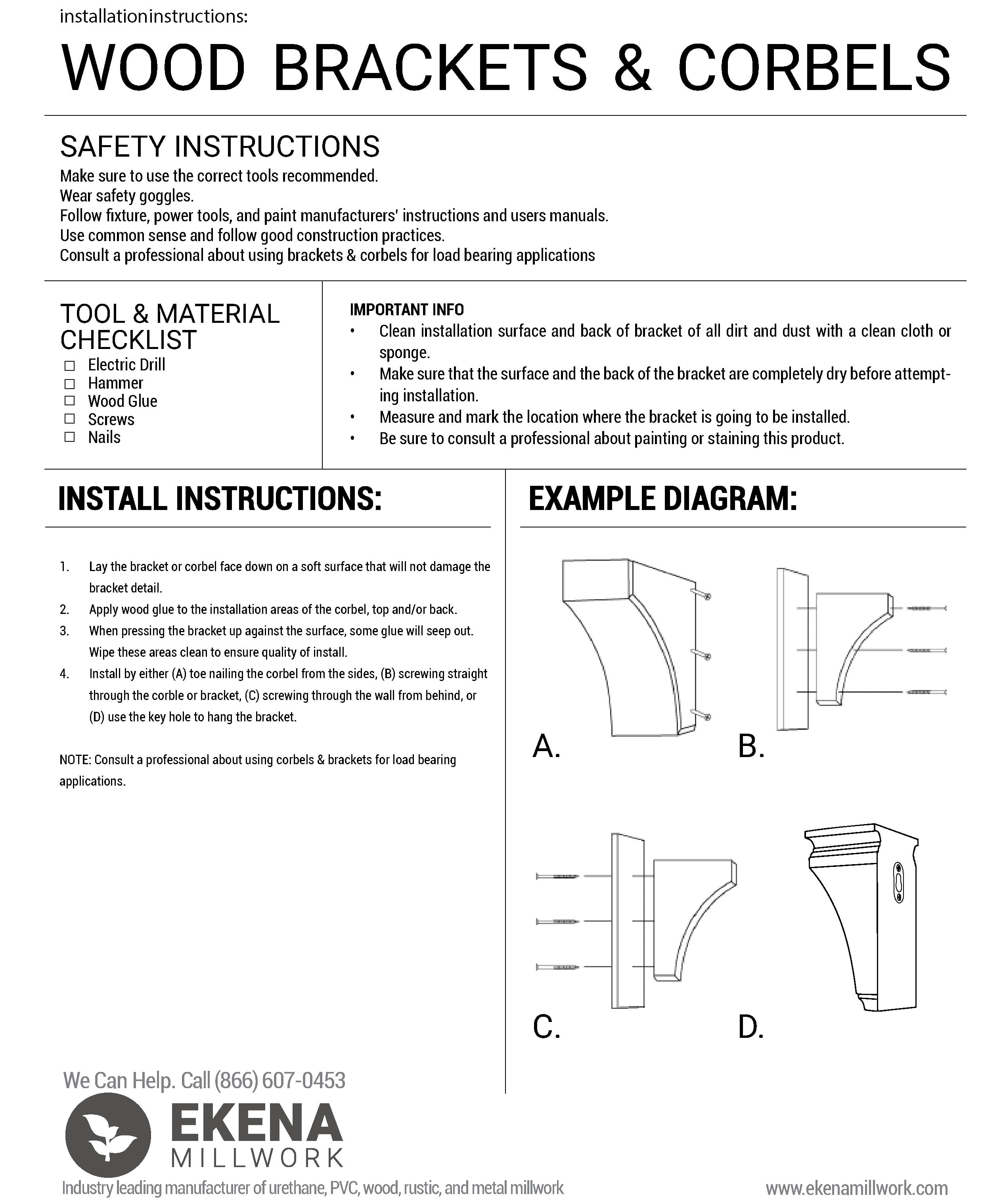 Maple Ekena Millwork BKTW04X04X08CVMA-CASE-2 Clarksville Bracket Ready to be Stained
