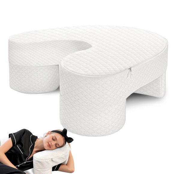 JZHLLA 5.5 Inch Pillow for Side Sleepers with Shoulder Pain Arm Channel Design, 40D Memory Foam for Support, Ergonomic Contour & Skin-Friendly Cover Relie