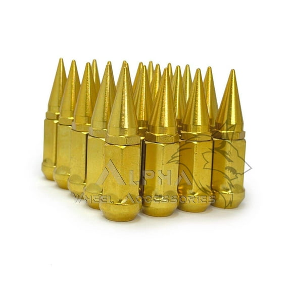 20 Gold Spike Lug Nuts 14x1.5 For 2011  Up Jeep Grand Cherokee SRT8 Trackhawk