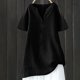 thumbnail image 1 of mfyjkho Tops Para Mujer, Blusa De Verano Con Cuello En V, Manga Corta, Holgada, Con Botones Y Lino Para Mujer Tops Y Blusas Para Mujer M, 1 of 6