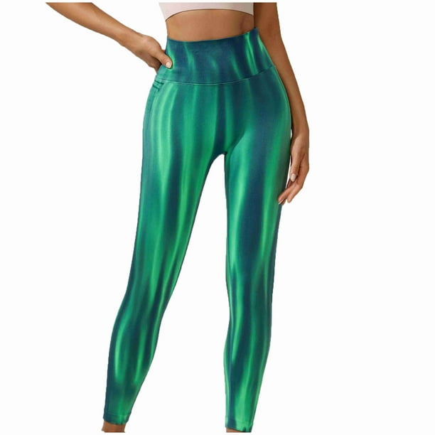 Womens Scrunch Yoga Leggings Printed Seamless High Waisted Stretch Full  Length Workout Pants Gym Exercise Tights Green 