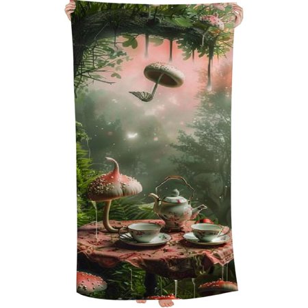 Lzatpd Hand Towel Magic Red Mushroom Face Washcloths Fingertip Bath Towels Microfiber Quick Dry Soft Absorbent Kitchen Dish Cloth Bathroom Beach Spa 30x60in