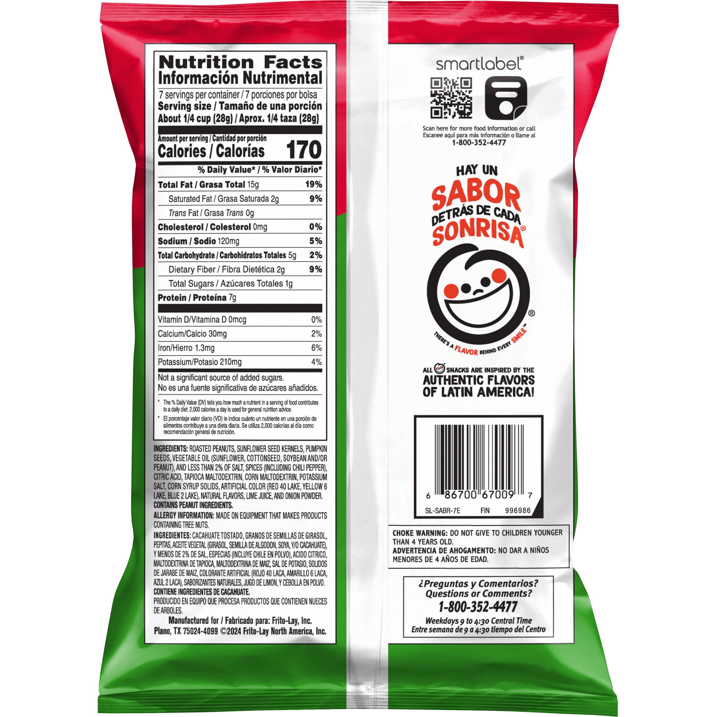 (12 pack) Sabritas Snacks Mexican Style Mix Chile and Lime, 7 oz Bag
