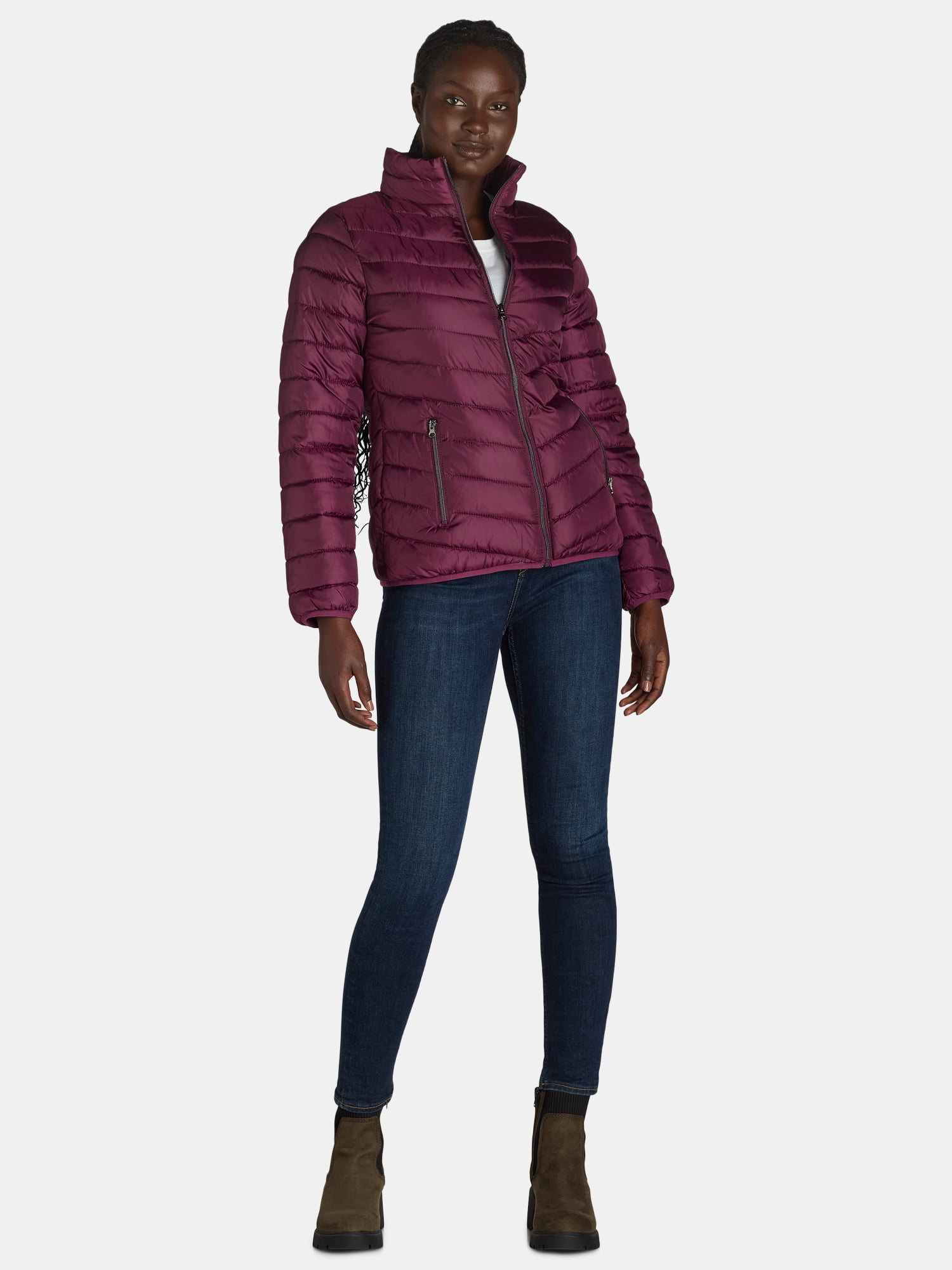 Big Chill Women's and Women’s Plus Packable Puffer Jacket, Midweight, Sizes S-3X