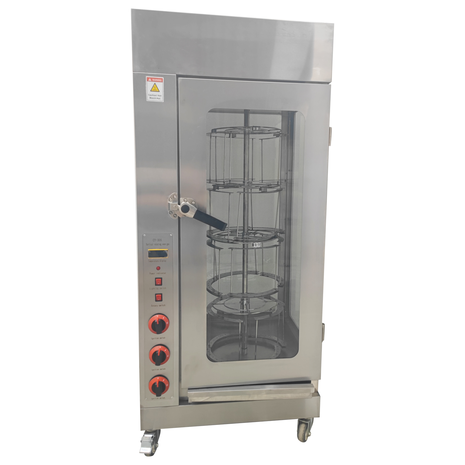 LPG Gas Chicken Rotisserie Oven Machine Rotary Chicken Duck Grill Toaster 110V 122°F-482°F with Drip Tray